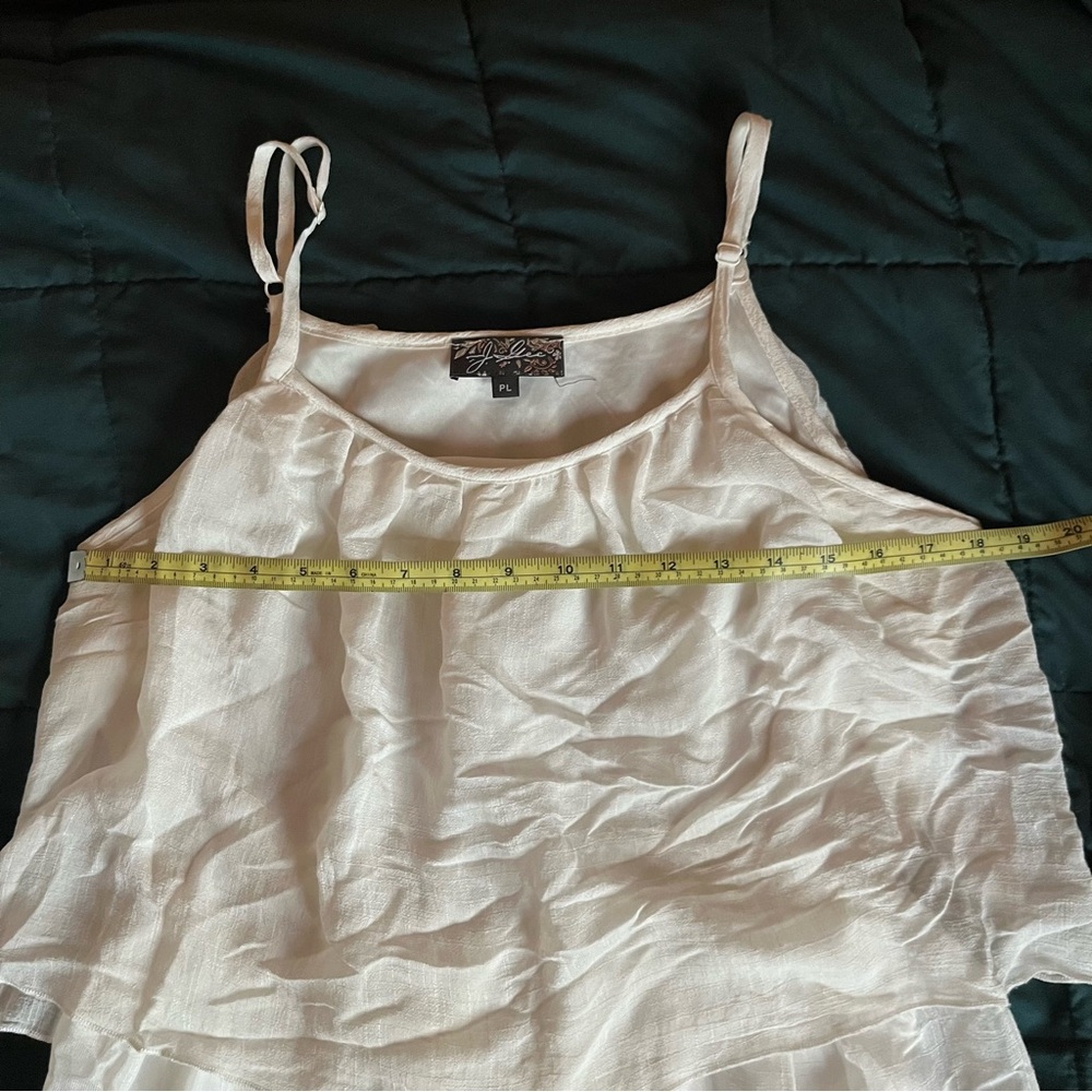 J Gee White and Navy Blue Embroidered Midi Spaghetti Strap Dress - Picture 8 of 13